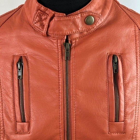 Relativity Cabachonor faux leather moto jacket rust color sz 1X - Picture 5 of 7
